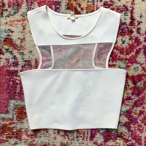 White mesh crop top